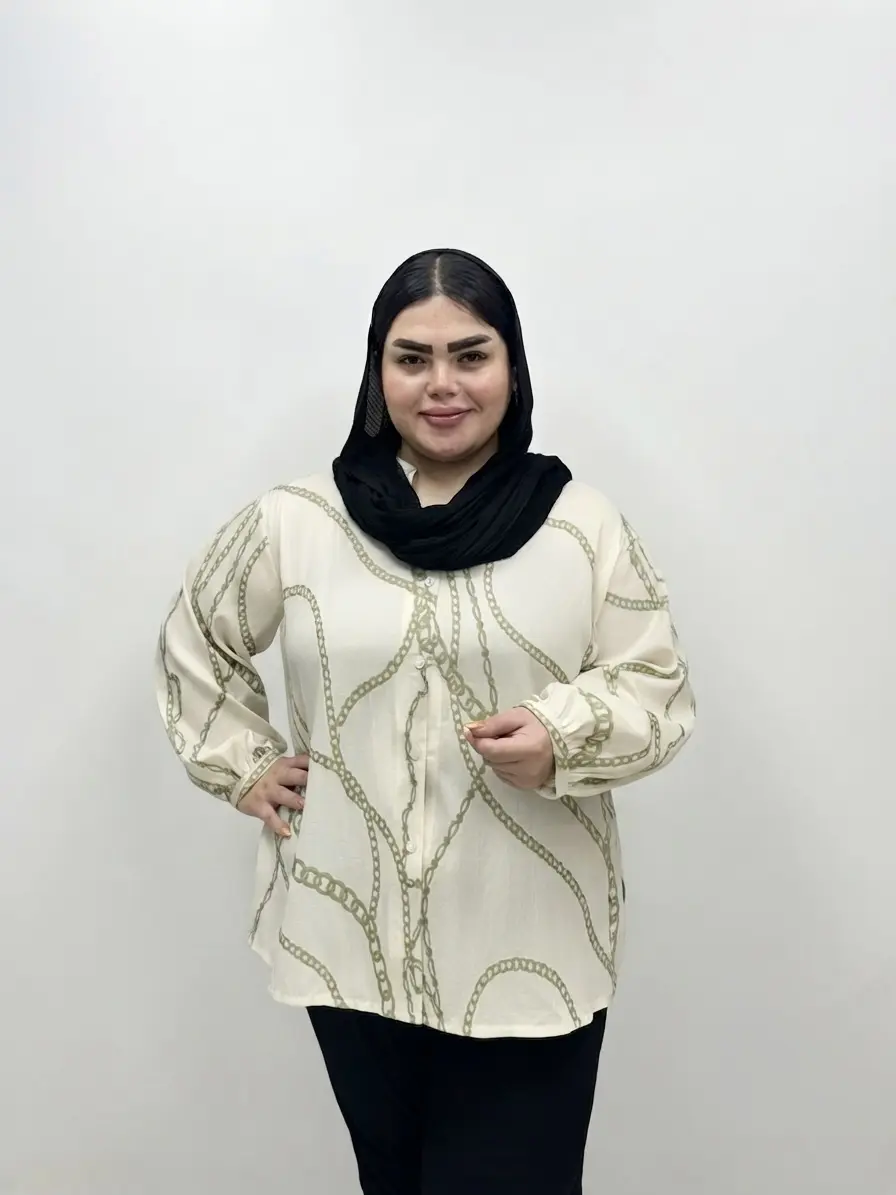 شومیز سایز بزرگ زنانه لنین طرح زنجیری